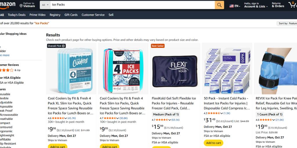 7. Ice Packs tái sử dụng (Sports & Outdoors)