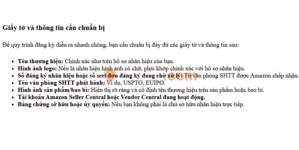 Giấy tờ và thông tin cần chuẩn bị