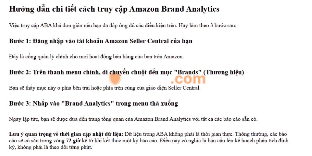 Amazon brand analytics là gì? Lợi ích, thách thức và các báo cáo chính trong Amazon Brand Analytics 2 Hướng dẫn chi tiết cách truy cập Amazon Brand Analytics