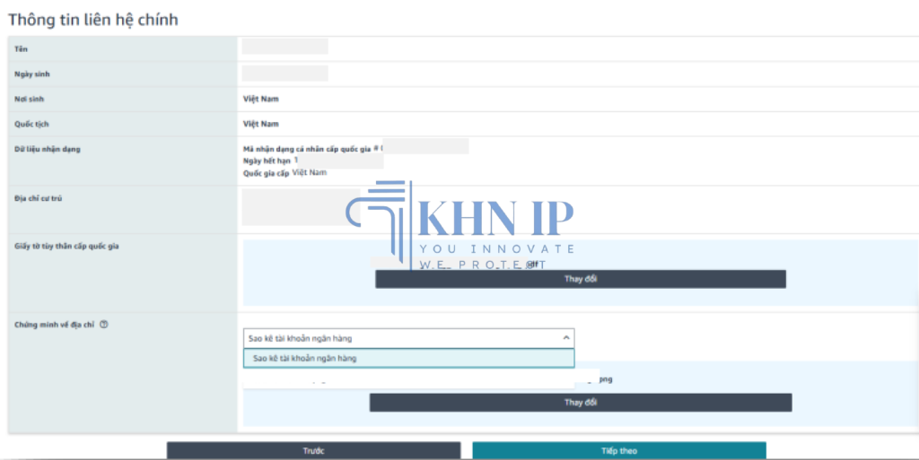 Phần thông tin nhà bán hàng_người liên hệ chính